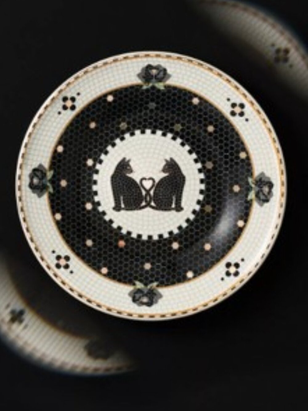Anthropologie Bistro Tile Stoneware Dessert Plate: Halloween Edition - Cat - NWT
